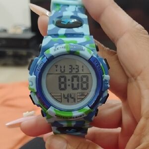SKMEI Blue & Green Camo Digital Sport Watch for Women